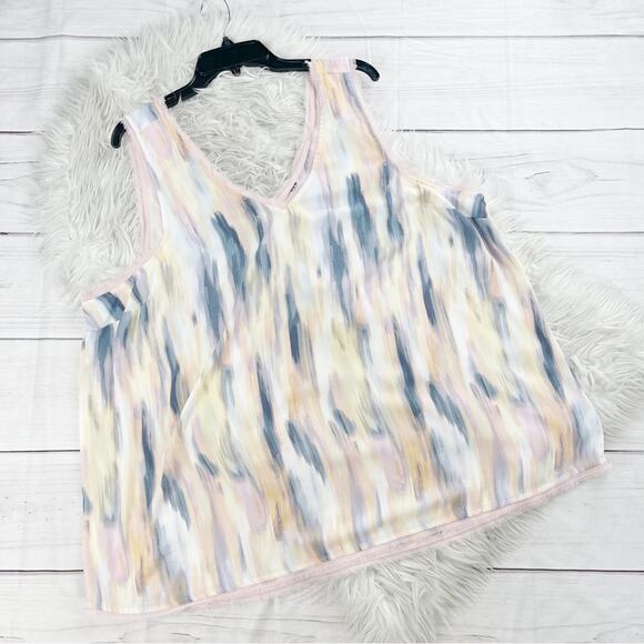 Torrid Georgette Women's Raw Edge Watercolor V-Neck Tank Blouse Size‎ 3X - Picture 2 of 5
